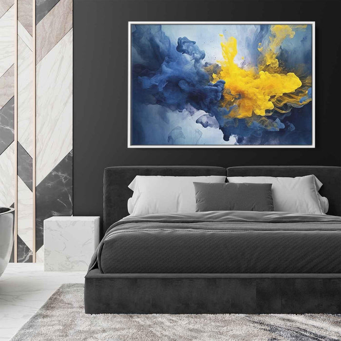Blue and Yellow Abstract Swirls Print - Canvas Art Print by Kanvah