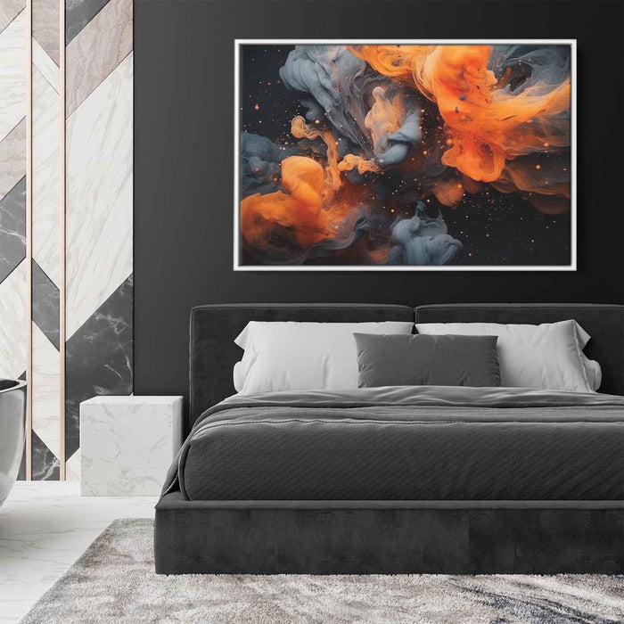 Orange and Black Abstract Swirls Print - Canvas Art Print by Kanvah