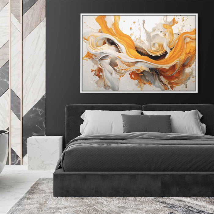 Orange and White Abstract Swirls Print - Canvas Art Print by Kanvah