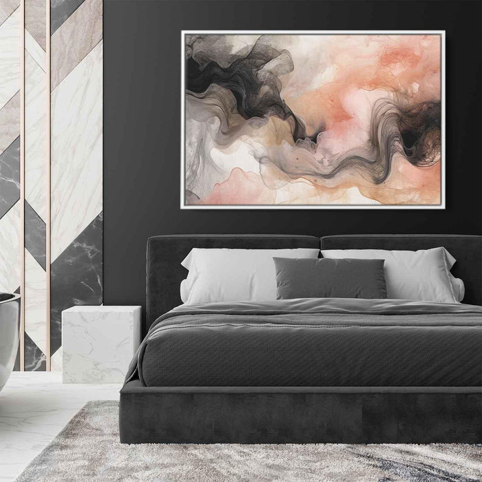 Salmon and Onyx Abstract Swirls Print - Canvas Art Print by Kanvah