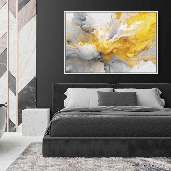 Yellow and White Abstract Swirls Print - Canvas Art Print by Kanvah