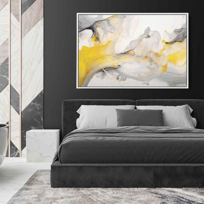 Yellow and White Abstract Swirls Print - Canvas Art Print by Kanvah