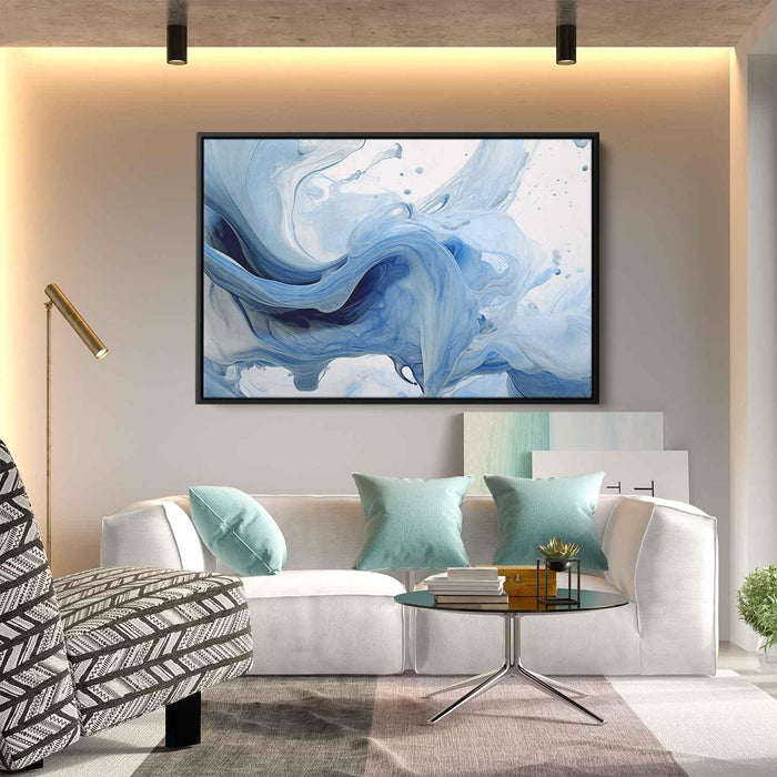 Blue and White Abstract Swirls Print - Canvas Art Print by Kanvah