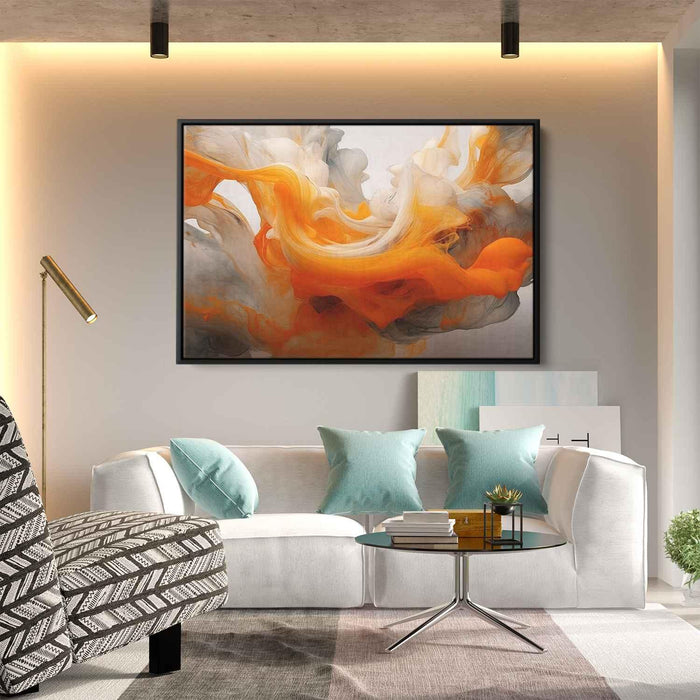 Orange and White Abstract Swirls Print - Canvas Art Print by Kanvah