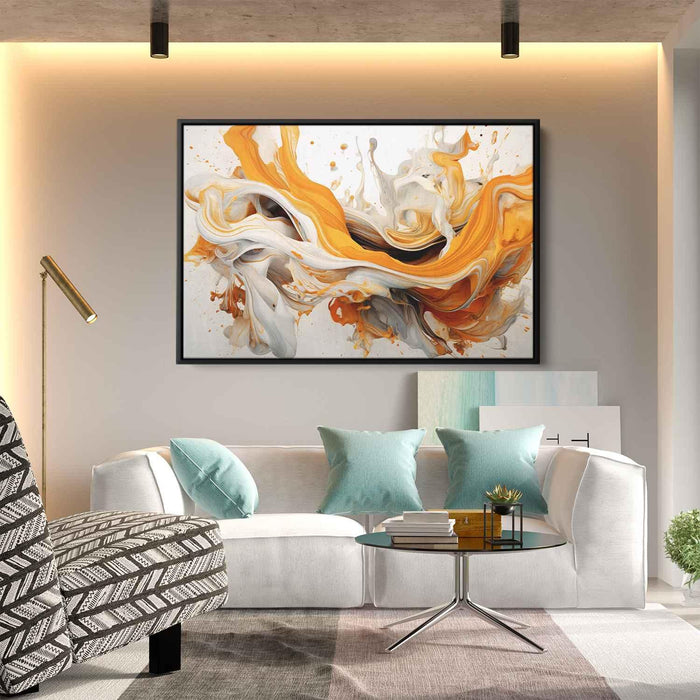 Orange and White Abstract Swirls Print - Canvas Art Print by Kanvah