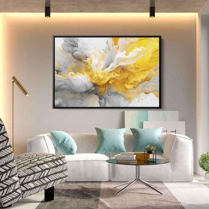 Yellow and White Abstract Swirls Print - Canvas Art Print by Kanvah