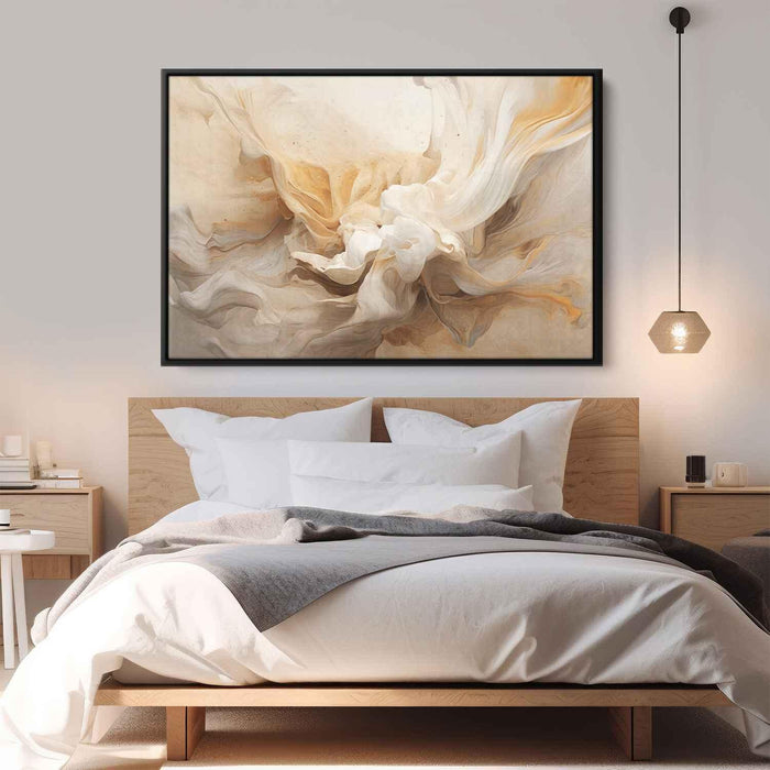 Beige and White Abstract Swirls Print - Canvas Art Print by Kanvah