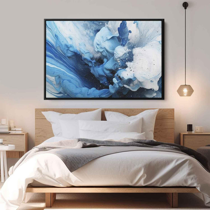 Blue and White Abstract Swirls Print - Canvas Art Print by Kanvah