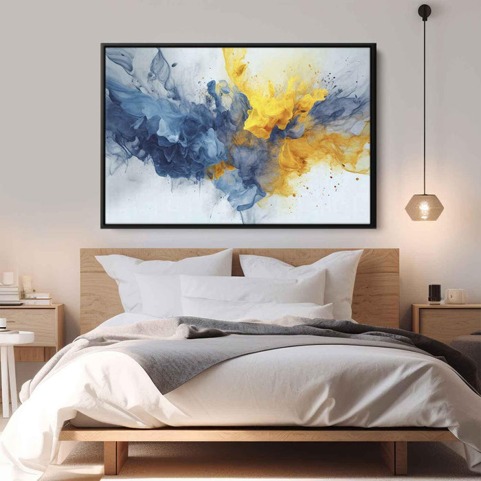 Blue and Yellow Abstract Swirls Print - Canvas Art Print by Kanvah