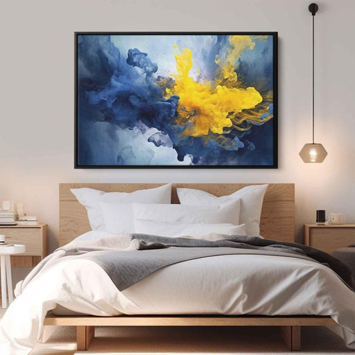 Blue and Yellow Abstract Swirls Print - Canvas Art Print by Kanvah