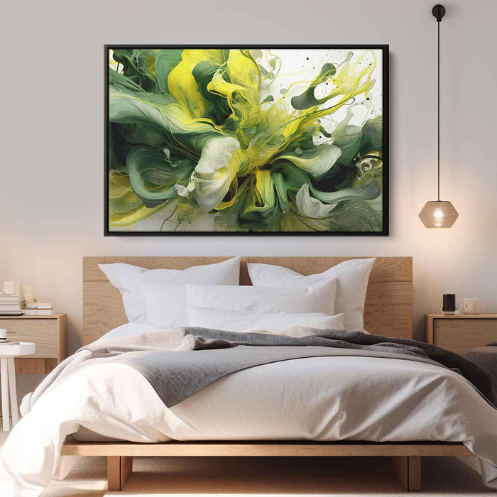 Green and Yellow Abstract Swirls Print - Canvas Art Print by Kanvah