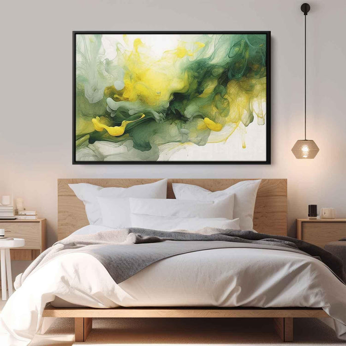 Green and Yellow Abstract Swirls Print - Canvas Art Print by Kanvah