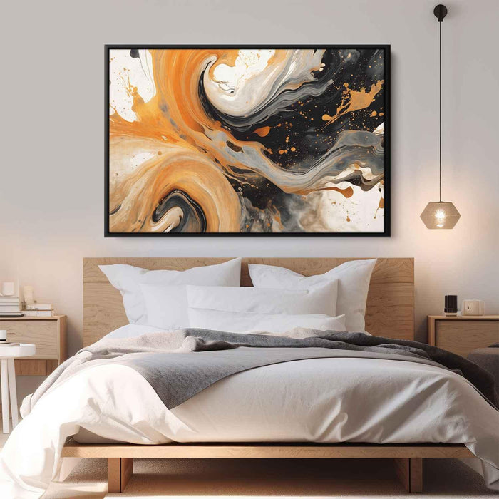 Orange and Black Abstract Swirls Print - Canvas Art Print by Kanvah