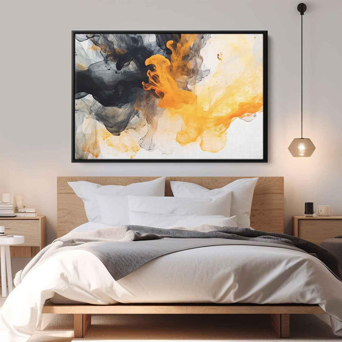 Orange and Black Abstract Swirls Print - Canvas Art Print by Kanvah