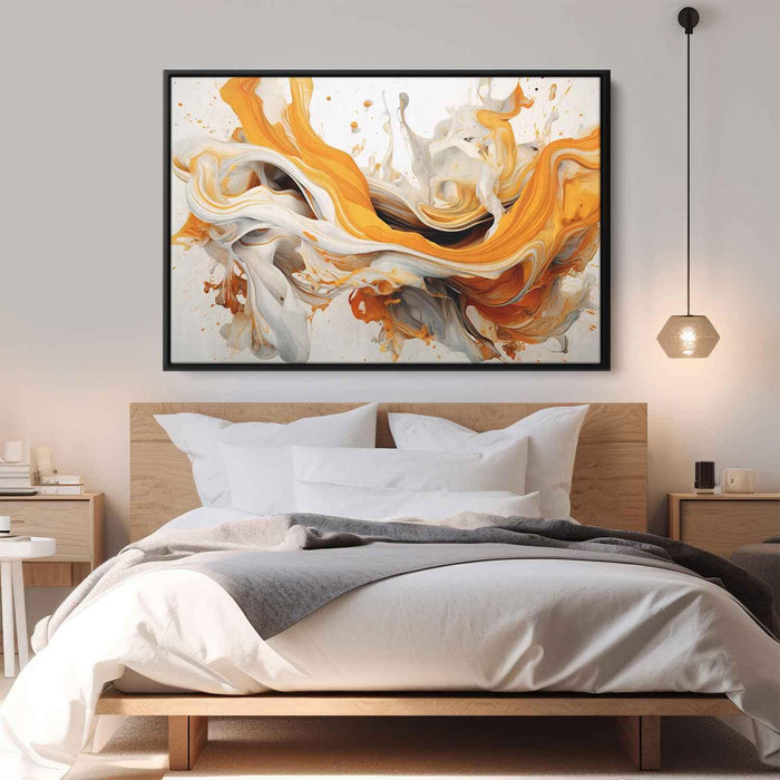 Orange and White Abstract Swirls Print - Canvas Art Print by Kanvah