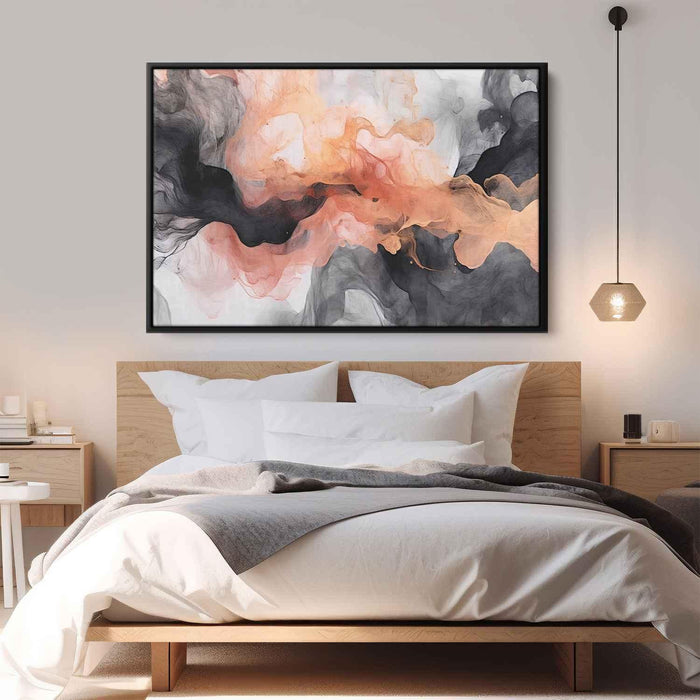 Salmon and Onyx Abstract Swirls Print - Canvas Art Print by Kanvah