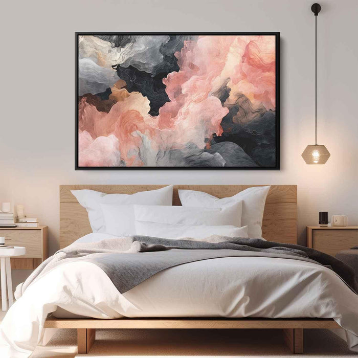 Salmon and Onyx Abstract Swirls Print - Canvas Art Print by Kanvah