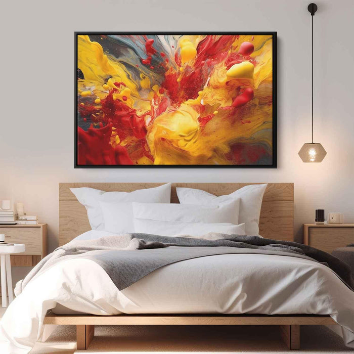 Scarlet and Maize Abstract Swirls Print - Canvas Art Print by Kanvah