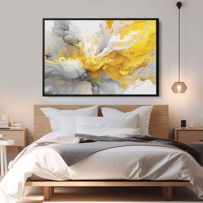 Yellow and White Abstract Swirls Print - Canvas Art Print by Kanvah