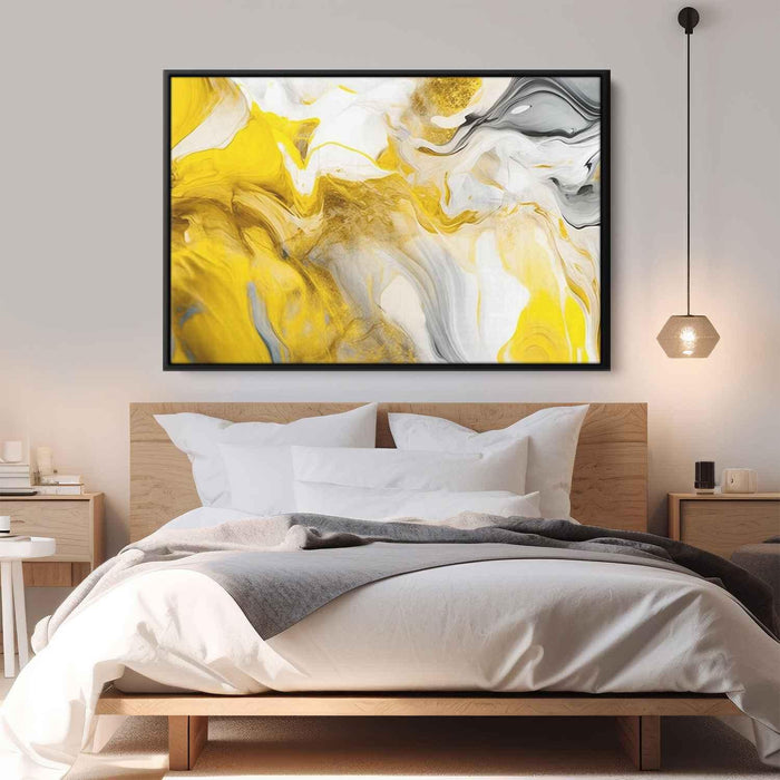 Yellow and White Abstract Swirls Print - Canvas Art Print by Kanvah