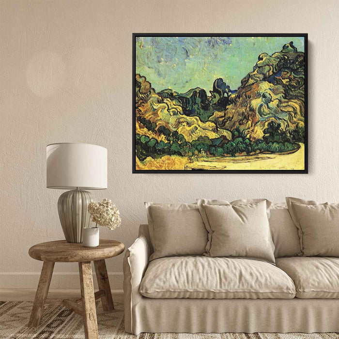 Mountains at Saint-Remy with Dark Cottage (1889) by Vincent van Gogh - Canvas Artwork