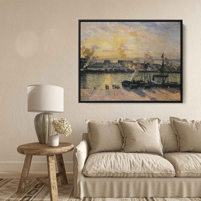 Sunset, The Port of Rouen (Steamboats) by Camille Pissarro - Canvas Artwork