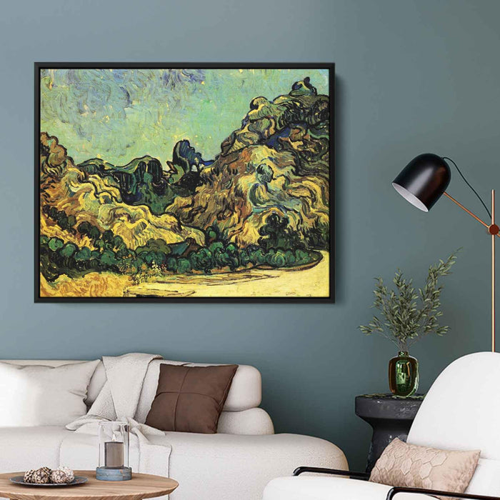 Mountains at Saint-Remy with Dark Cottage (1889) by Vincent van Gogh - Canvas Artwork