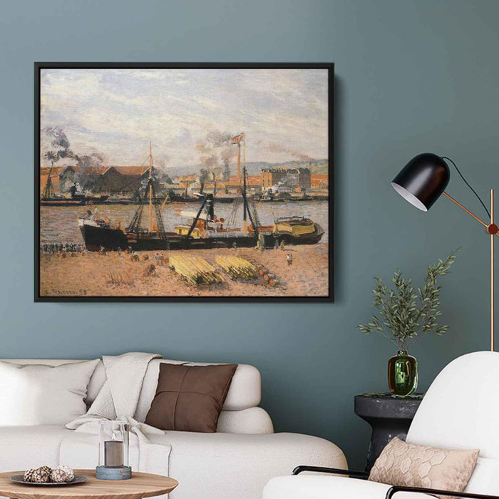 Rouen Port, Unloading Wood by Camille Pissarro - Canvas Artwork