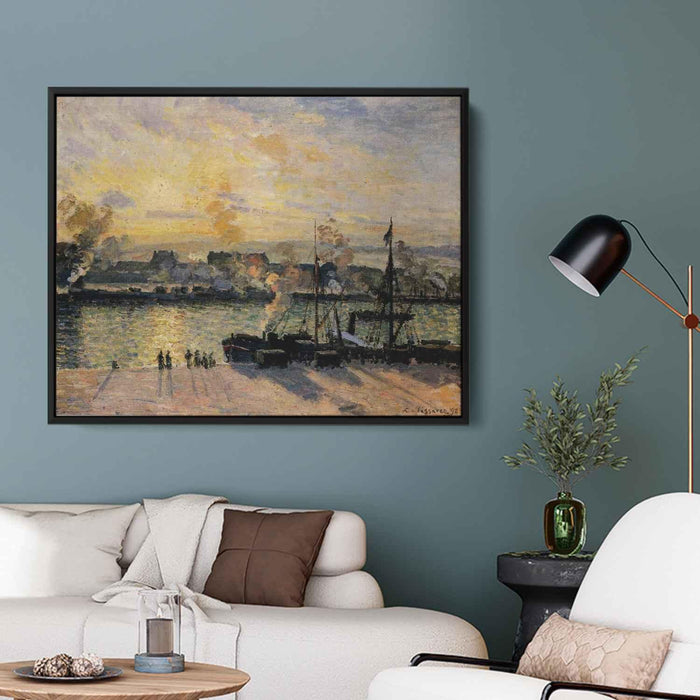 Sunset, The Port of Rouen (Steamboats) by Camille Pissarro - Canvas Artwork