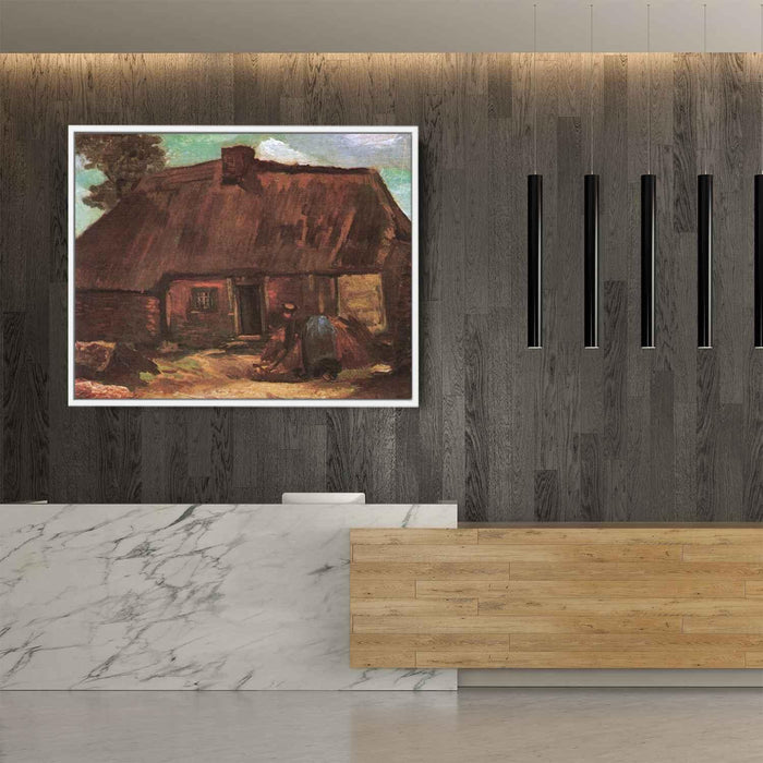 Cottage with Peasant Woman Digging (1885) by Vincent van Gogh - Canvas Artwork