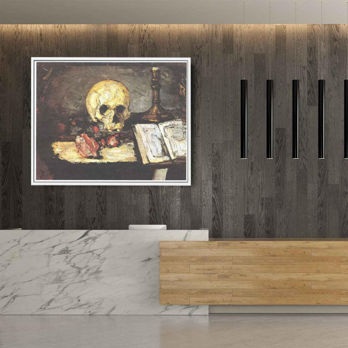 Still life with skull, candle and book by Paul Cezanne - Canvas Artwork