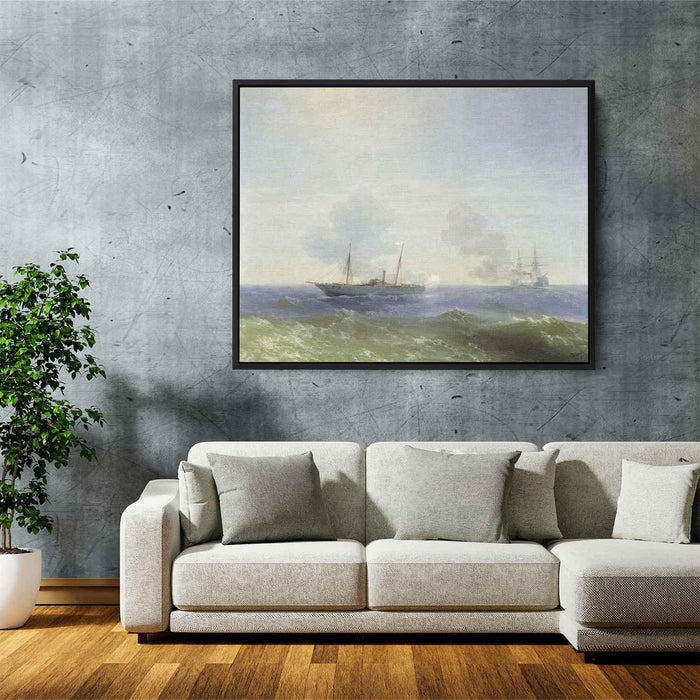 Battle of steamship Vesta and Turkish ironclad (1877) by Ivan Aivazovsky - Canvas Artwork