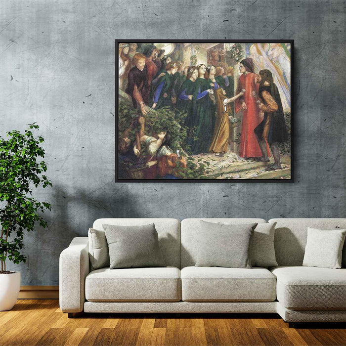 Beatrice, Meeting Dante at a Wedding Feast, Denies him her Salutation by Dante Gabriel Rossetti - Canvas Artwork
