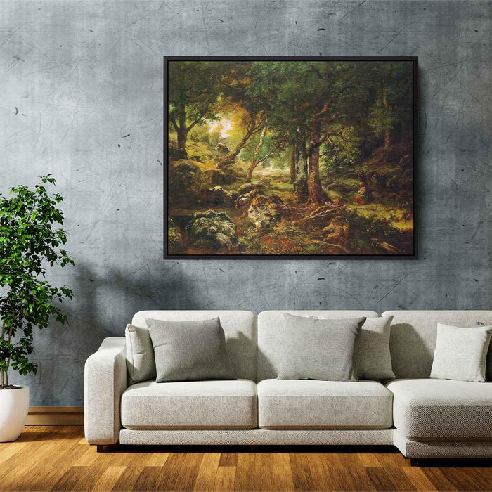 Forest landscape Sun (1850) by Theodore Rousseau - Canvas Artwork