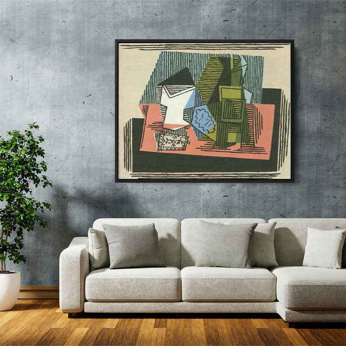 Glass, bottle, packet of tobacco by Pablo Picasso - Canvas Artwork