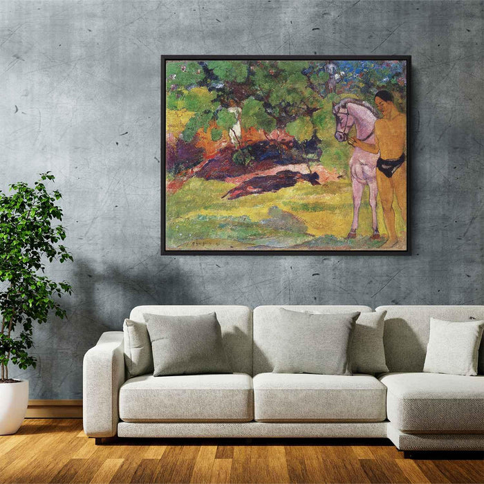 In the Vanilla Grove, Man and Horse (The Rendezvous) by Paul Gauguin - Canvas Artwork