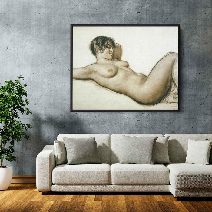 Lying Nude (1915) by Boris Kustodiev - Canvas Artwork