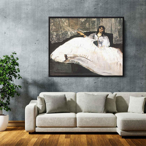 Jeanne Duval, Baudelaire's Mistress, Reclining (Lady with a Fan) by Edouard Manet - Canvas Artwork