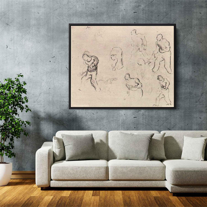 Six Sketches of Figures, Among Others a Man Sowing Wheat by Vincent van Gogh - Canvas Artwork