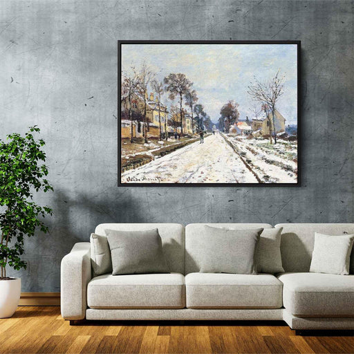 Snow Effect, The Road to Louveciennes by Claude Monet - Canvas Artwork