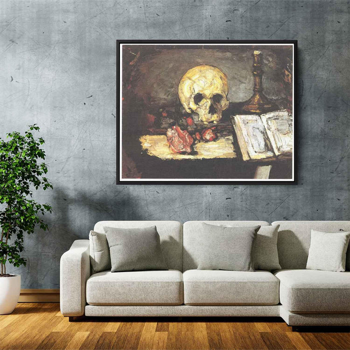 Still life with skull, candle and book by Paul Cezanne - Canvas Artwork