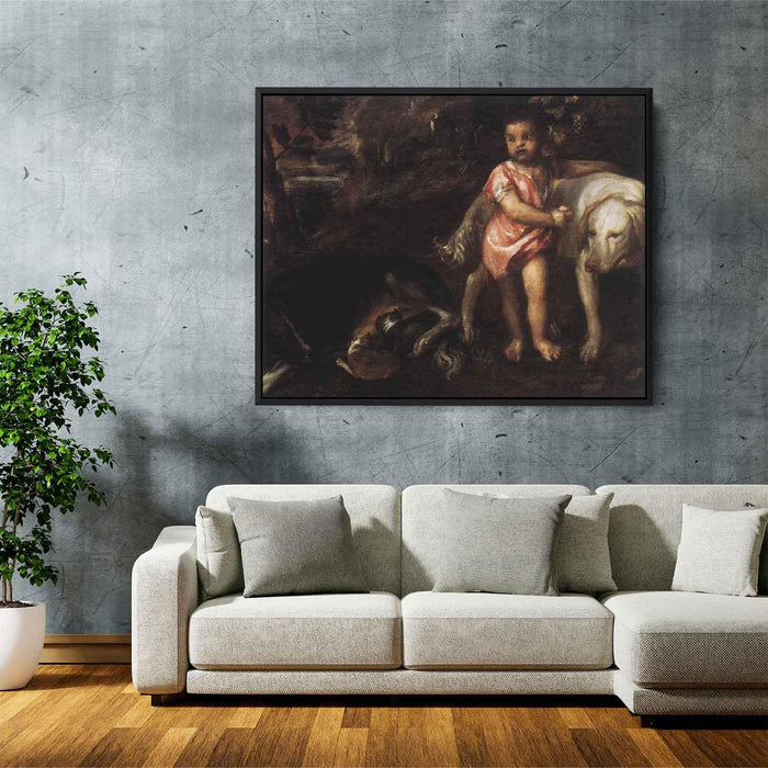 Youth with Dogs (1576) by Titian - Canvas Artwork