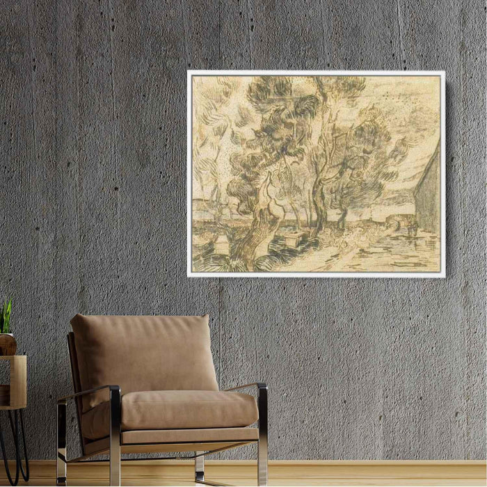 A Corner of the Asylum and the Garden with a Heavy, sawn-off Tree by Vincent van Gogh - Canvas Artwork