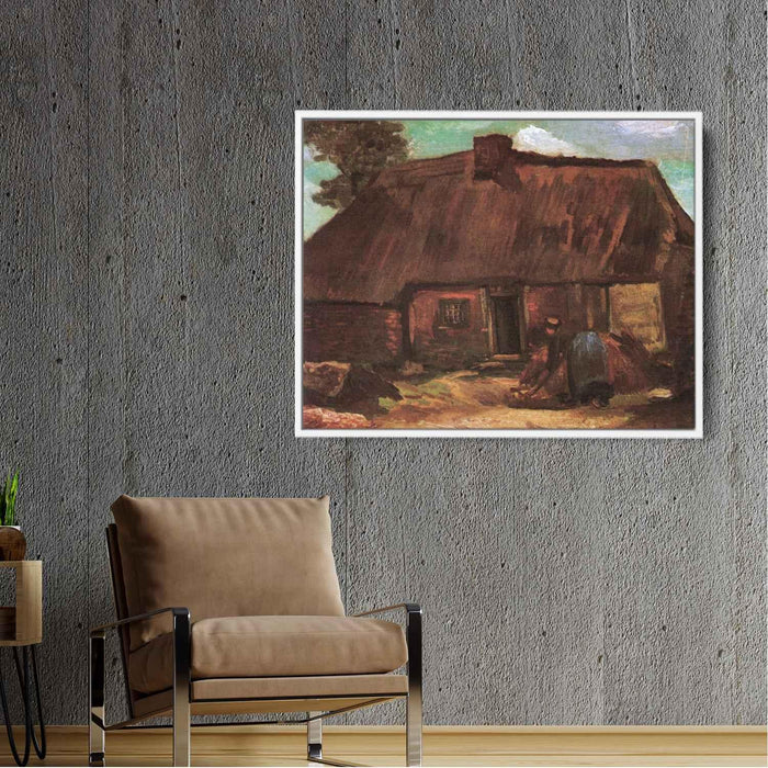 Cottage with Peasant Woman Digging (1885) by Vincent van Gogh - Canvas Artwork