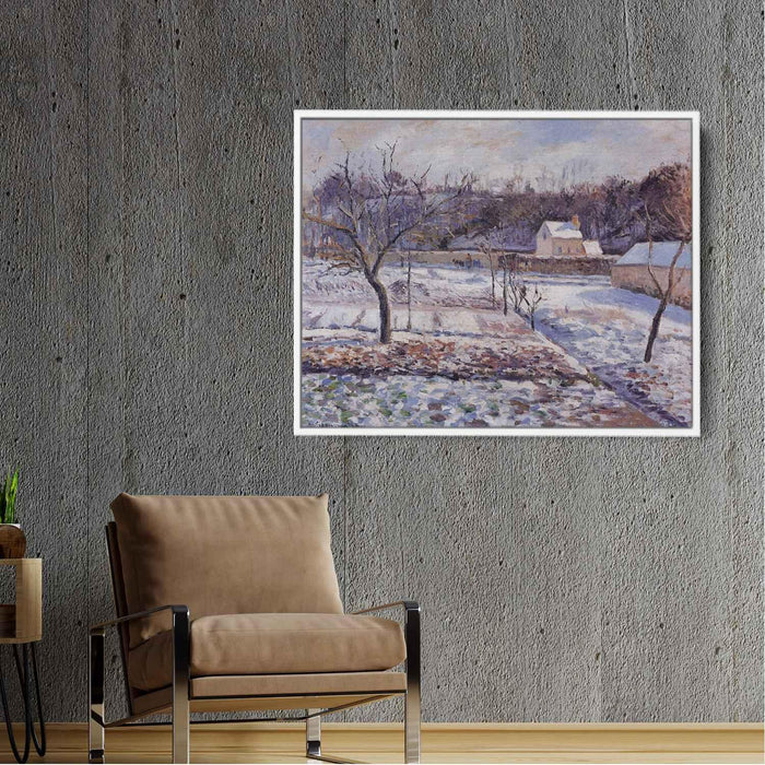 L'Hermitage, Pontoise Snow Effect by Camille Pissarro - Canvas Artwork