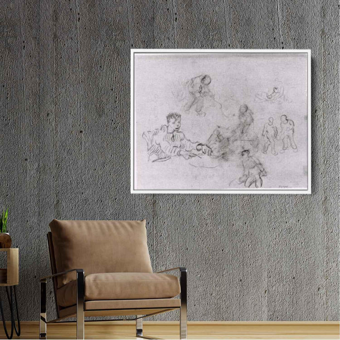 Sheet with Sketches of Peasants (1890) by Vincent van Gogh - Canvas Artwork