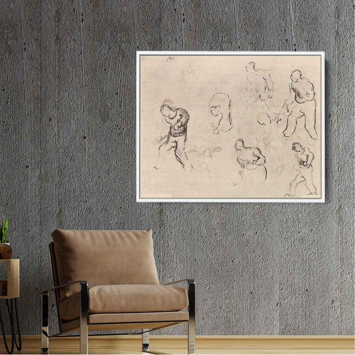 Six Sketches of Figures, Among Others a Man Sowing Wheat by Vincent van Gogh - Canvas Artwork