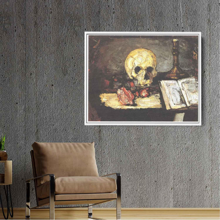 Still life with skull, candle and book by Paul Cezanne - Canvas Artwork