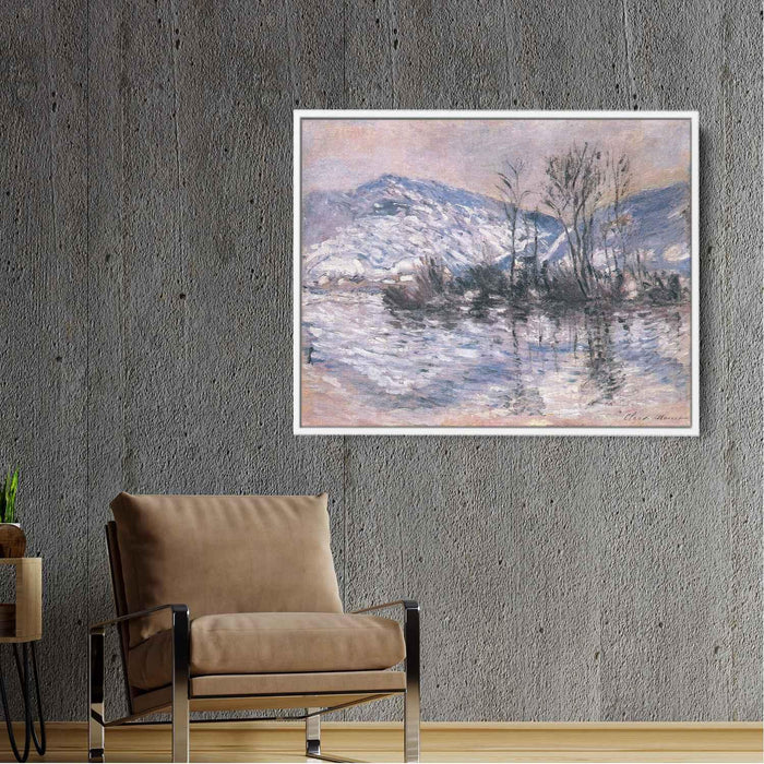 The Seine at Port Villez, Snow Effect 02 by Claude Monet - Canvas Artwork
