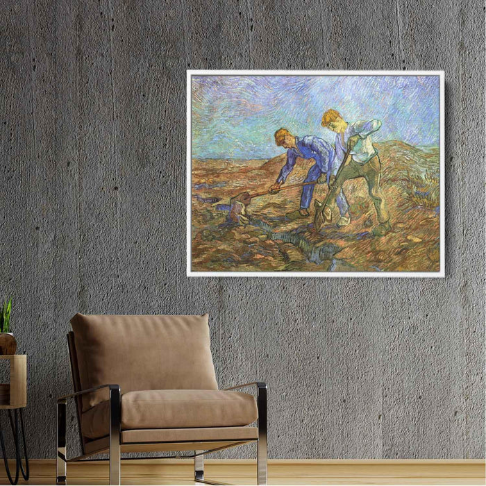 Two Peasants Diging (after Millet) (1889) by Vincent van Gogh - Canvas Artwork